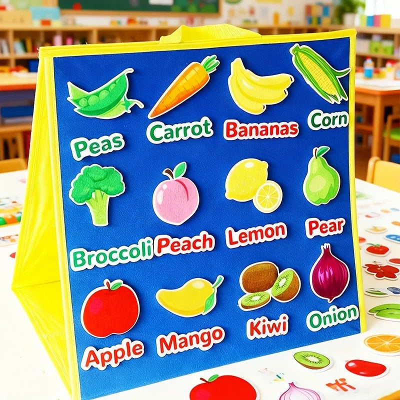 58Pcs Felt Fruits & Vegetables Sorting & Matching Game