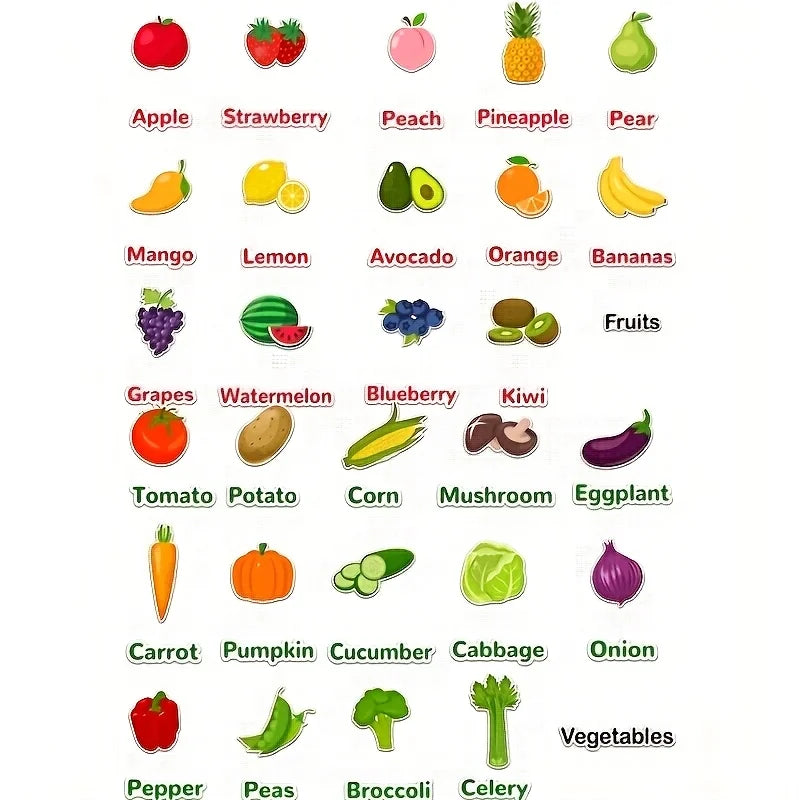 58Pcs Felt Fruits & Vegetables Sorting & Matching Game