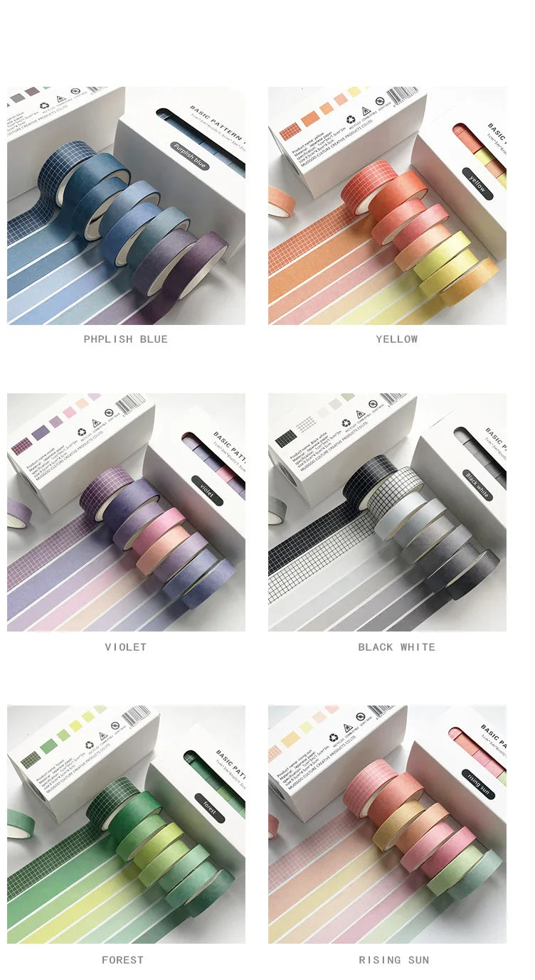 8pcs/box Basic Color Washi Tape