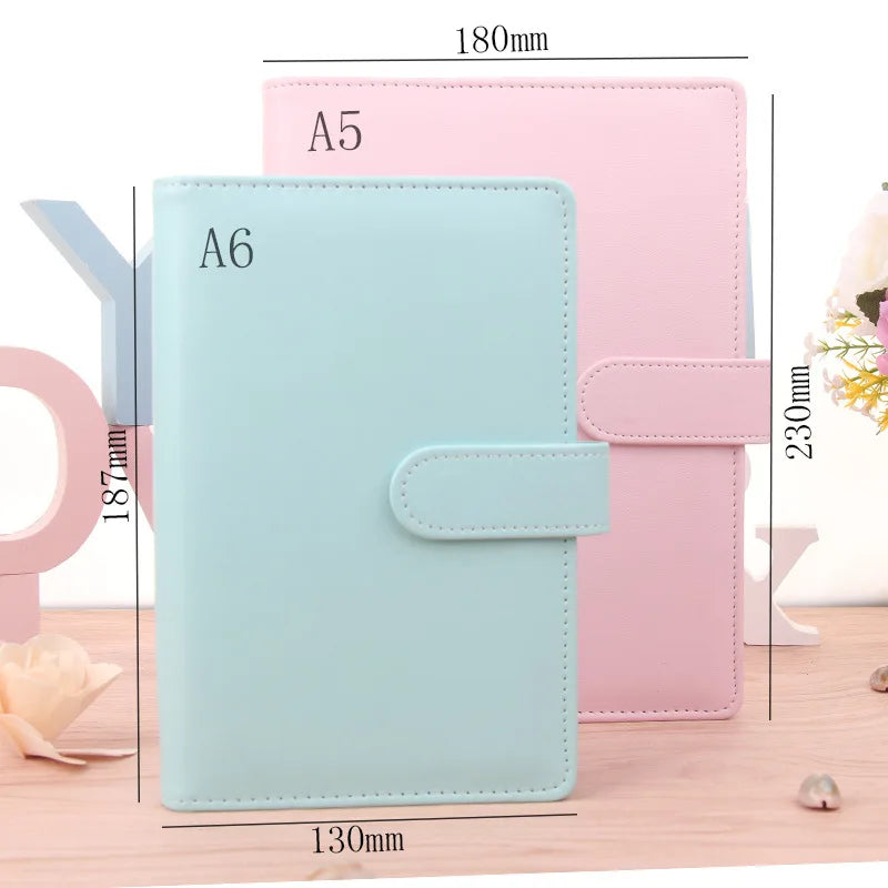 Macaroon Color A6/A5 PU Leather DIY Binder Notebook Cover