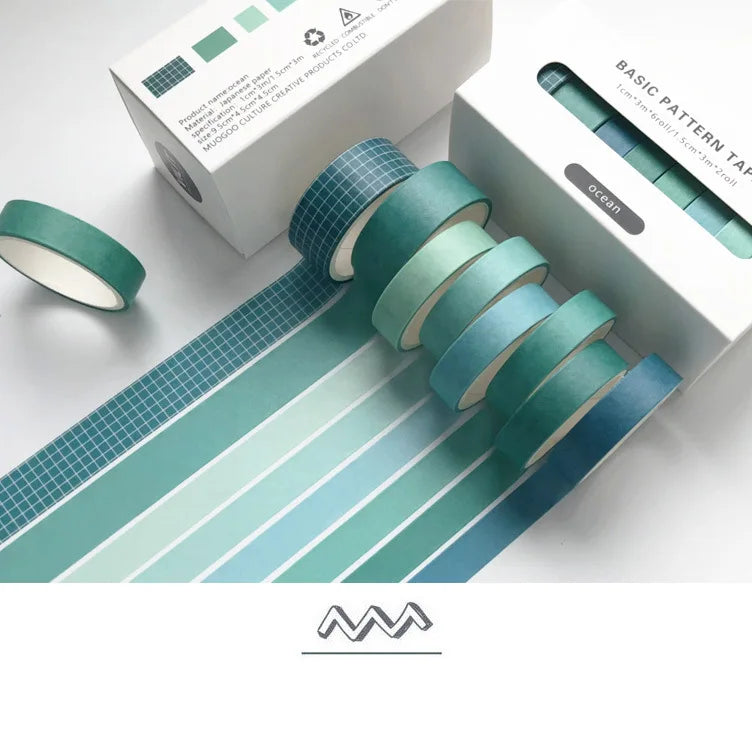 8pcs/box Basic Color Washi Tape