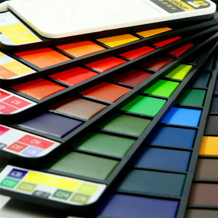 42 Colors Solid Foldable Watercolor Pigment Brush Set