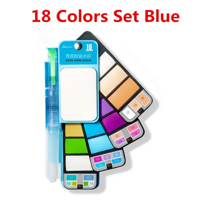 42 Colors Solid Foldable Watercolor Pigment Brush Set
