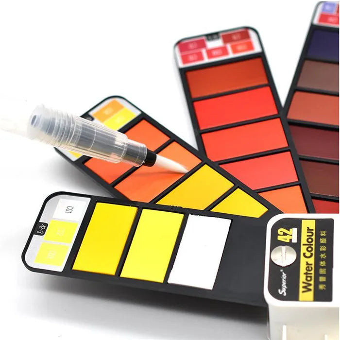 42 Colors Solid Foldable Watercolor Pigment Brush Set