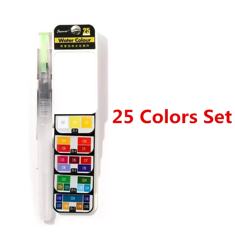 42 Colors Solid Foldable Watercolor Pigment Brush Set