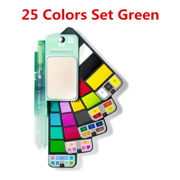 42 Colors Solid Foldable Watercolor Pigment Brush Set