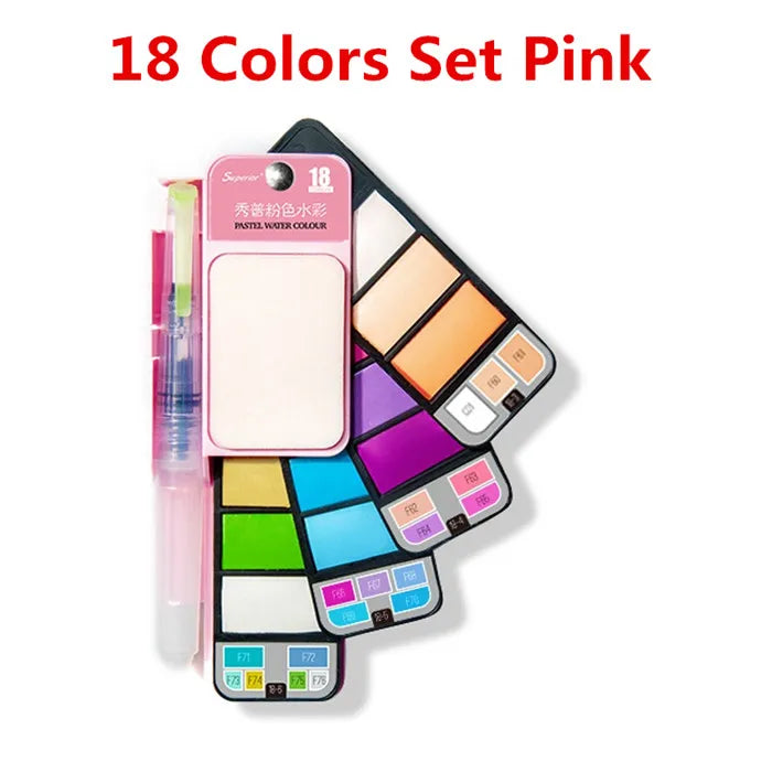 42 Colors Solid Foldable Watercolor Pigment Brush Set