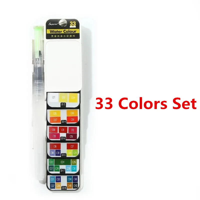 42 Colors Solid Foldable Watercolor Pigment Brush Set