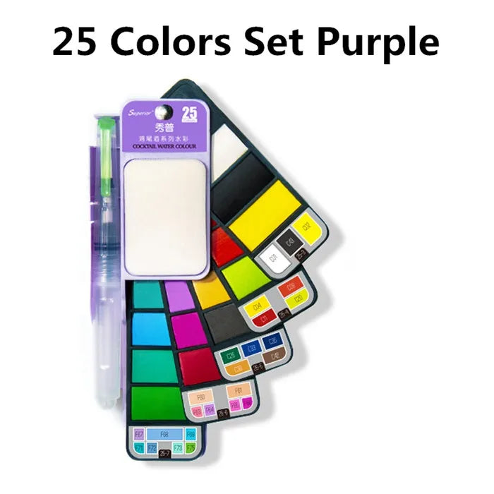 42 Colors Solid Foldable Watercolor Pigment Brush Set