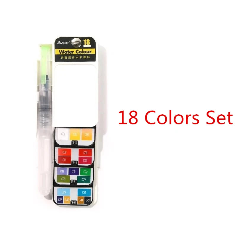 42 Colors Solid Foldable Watercolor Pigment Brush Set