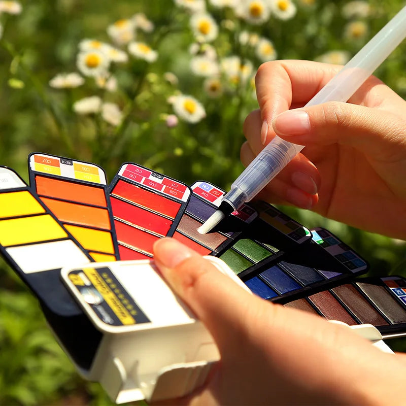 42 Colors Solid Foldable Watercolor Pigment Brush Set