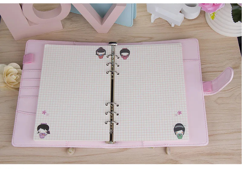 Macaroon Color A6/A5 PU Leather DIY Binder Notebook Cover