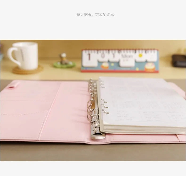 Macaroon Color A6/A5 PU Leather DIY Binder Notebook Cover