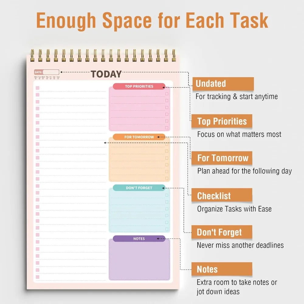 To Do List Notepad 6.5x9.8 inches