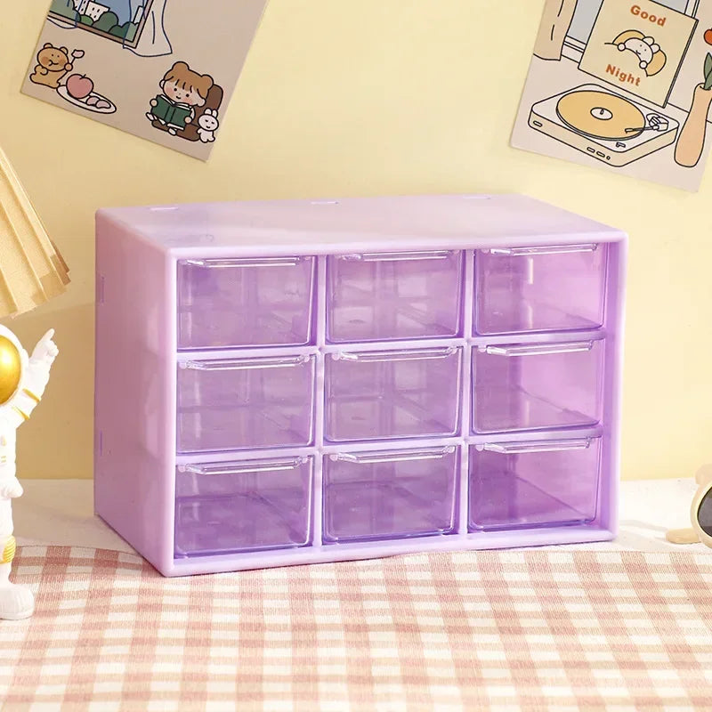 Desktop 9 Grid Storage Boxes Organizer