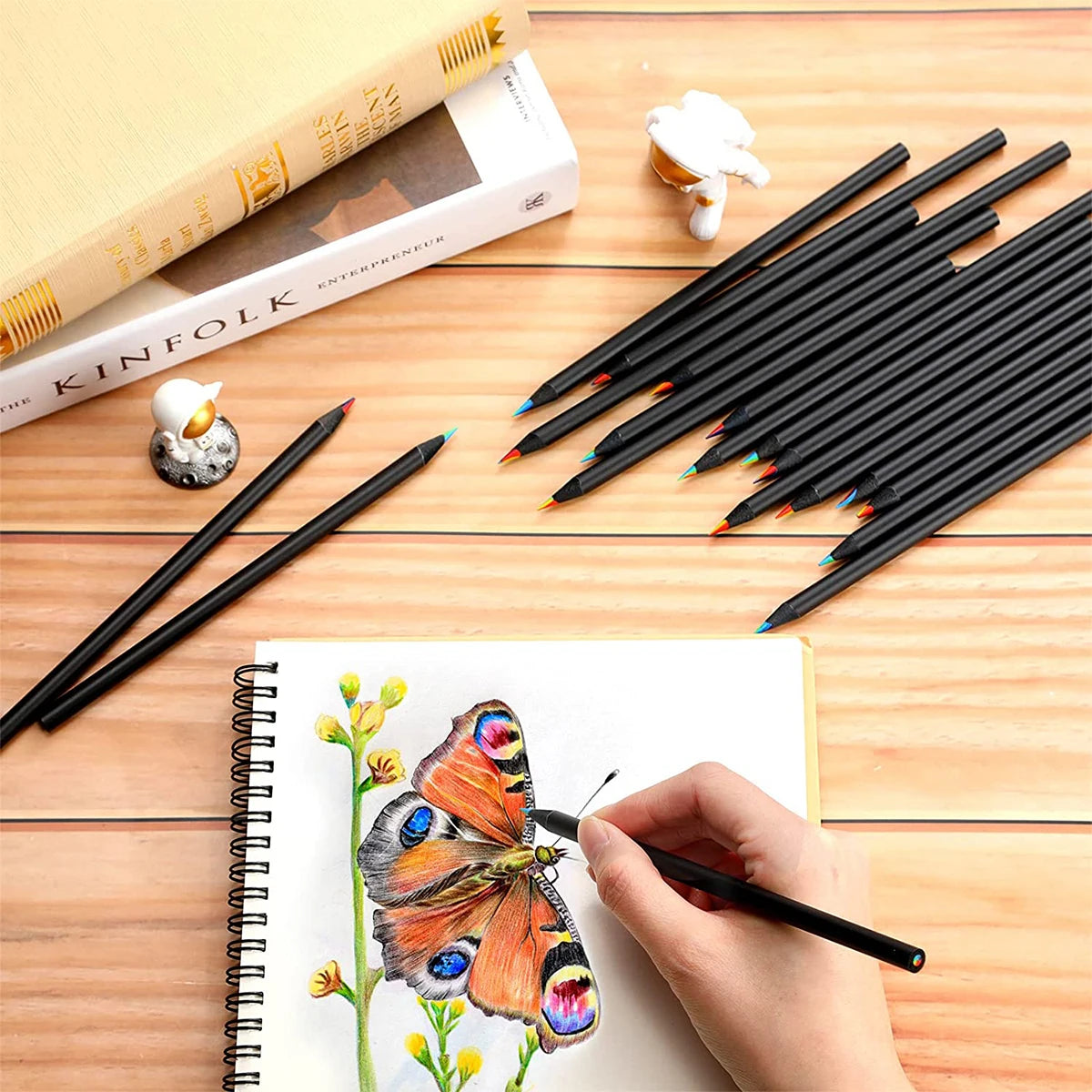 10pcs Color Black Wood Pencils 7 In 1 Pencil Gradient