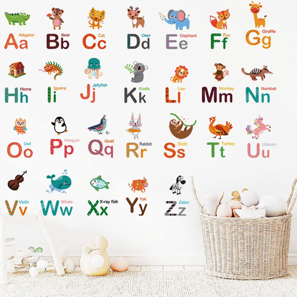 Cartoon Animal Alphabet Wall Sticker