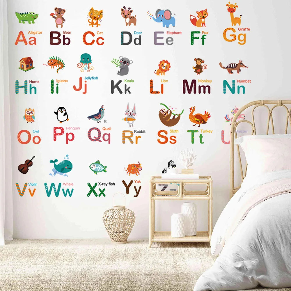 Cartoon Animal Alphabet Wall Sticker