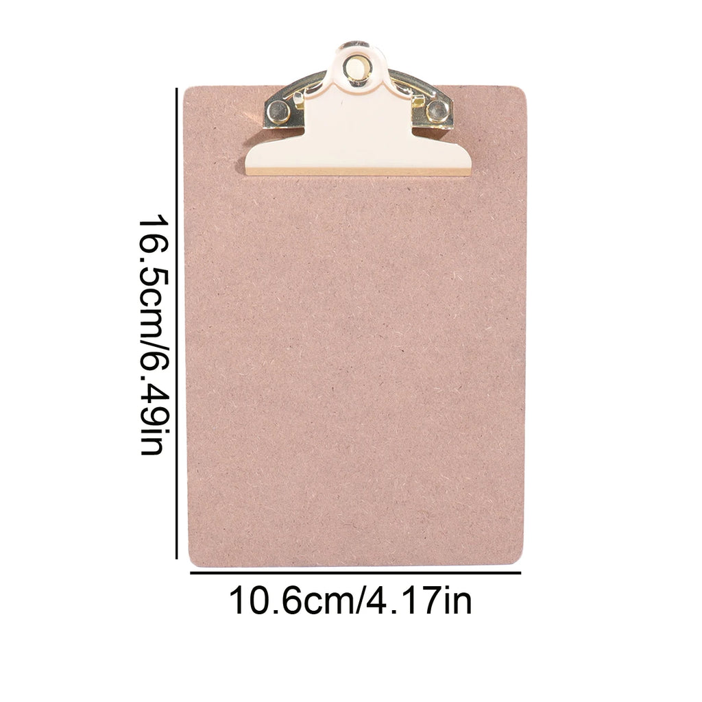Wood Color Clipboard with Golden Metal Clip