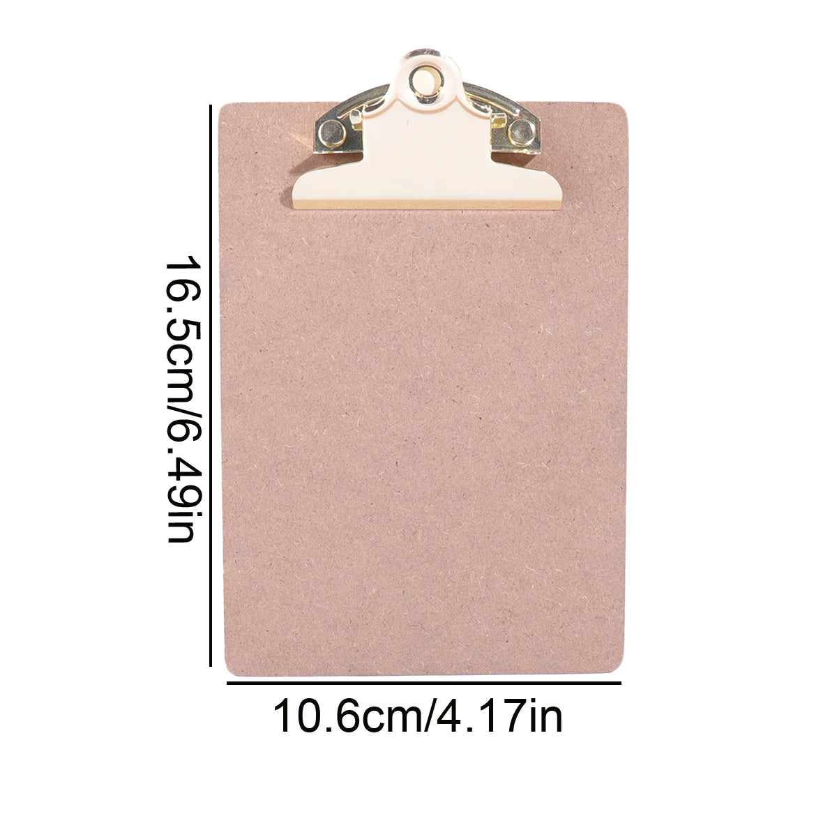 Wood Color Clipboard with Golden Metal Clip