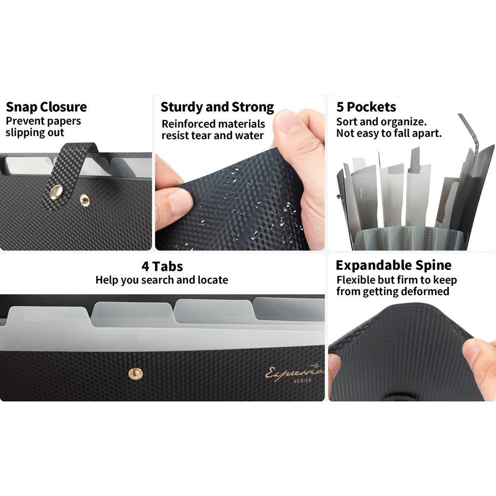Expanding File Folder with 5 Pocket Folders