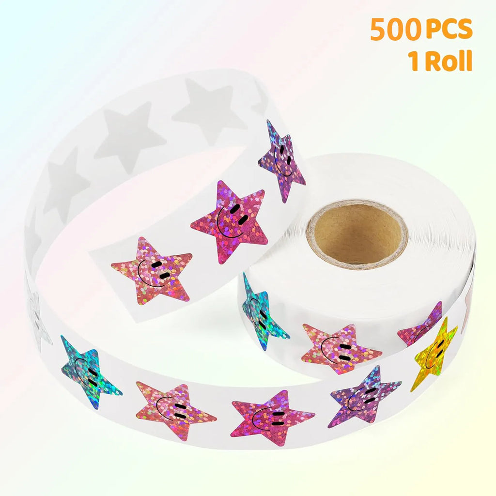 500 Pcs 1in. Smile Face Stickers Roll