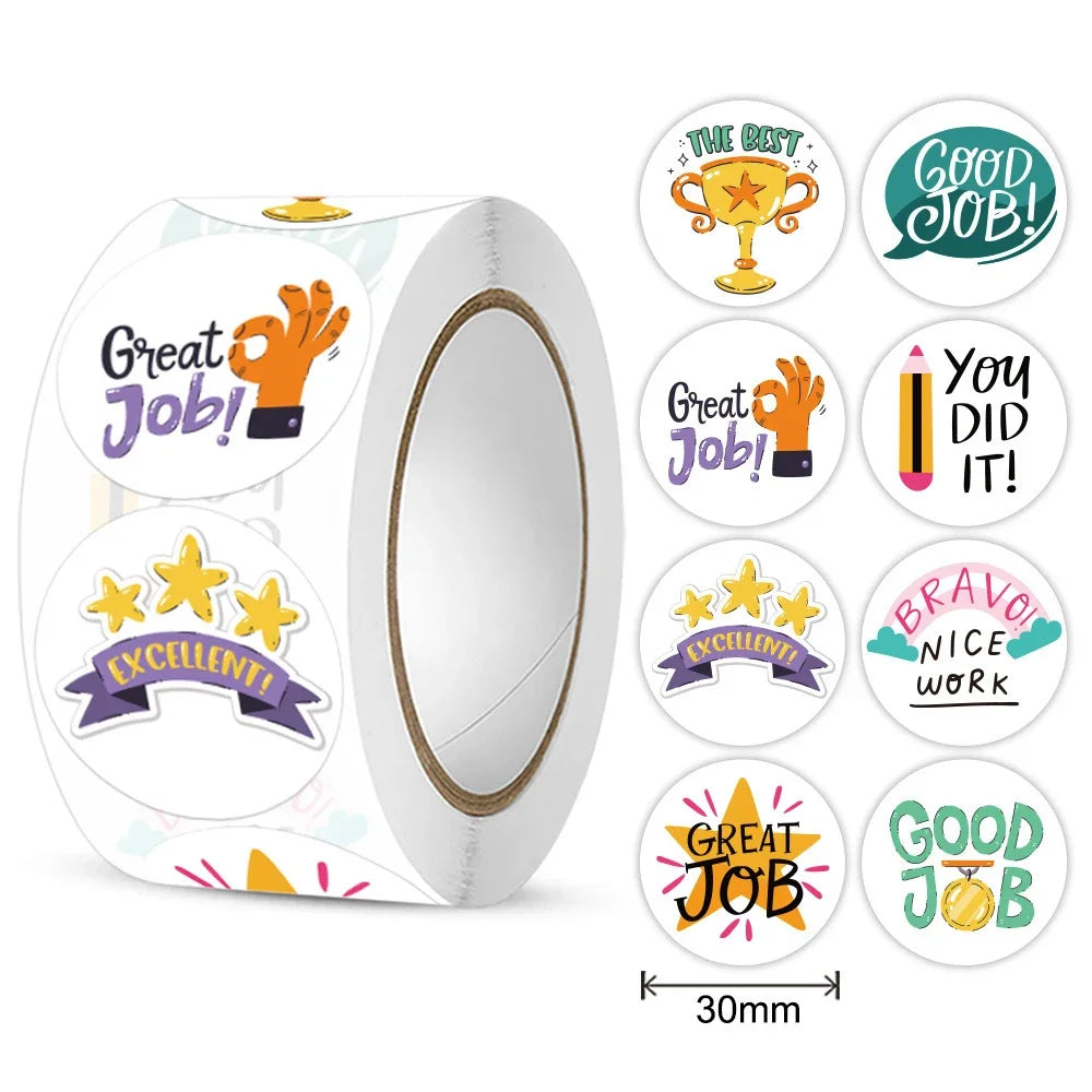 Cartoon Reward Stickers 8 Designs 2.5cm