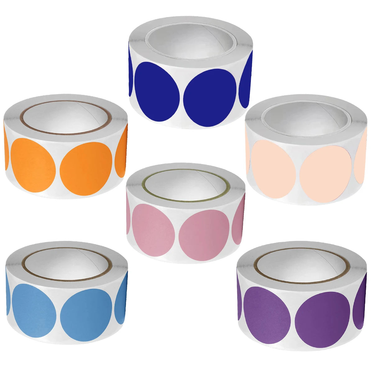 6Rolls 3000pcs Round Colorful Dot Stickers
