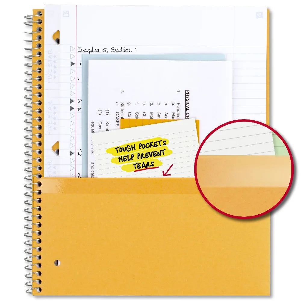 5 Subject College Ruled Spiral Notebook Binder