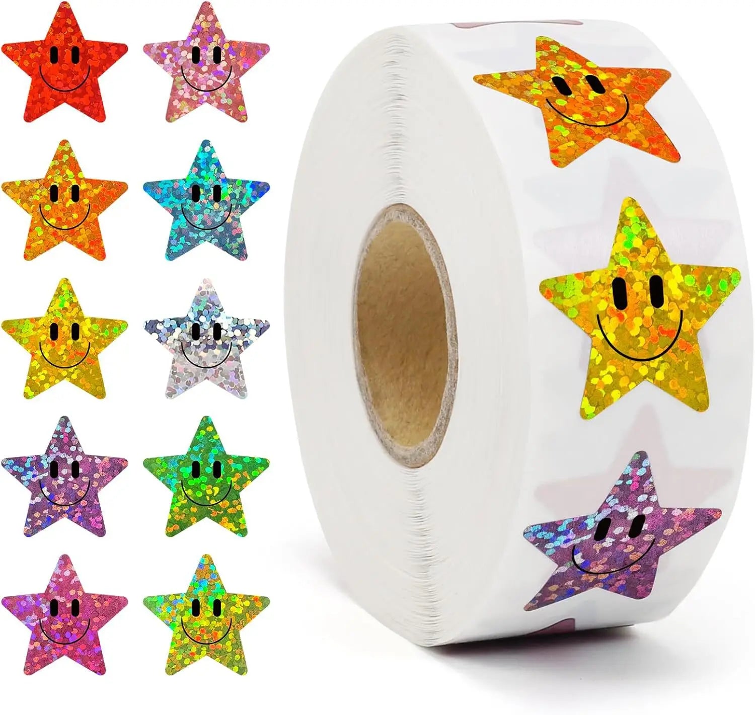 500 Pcs 1in. Smile Face Stickers Roll