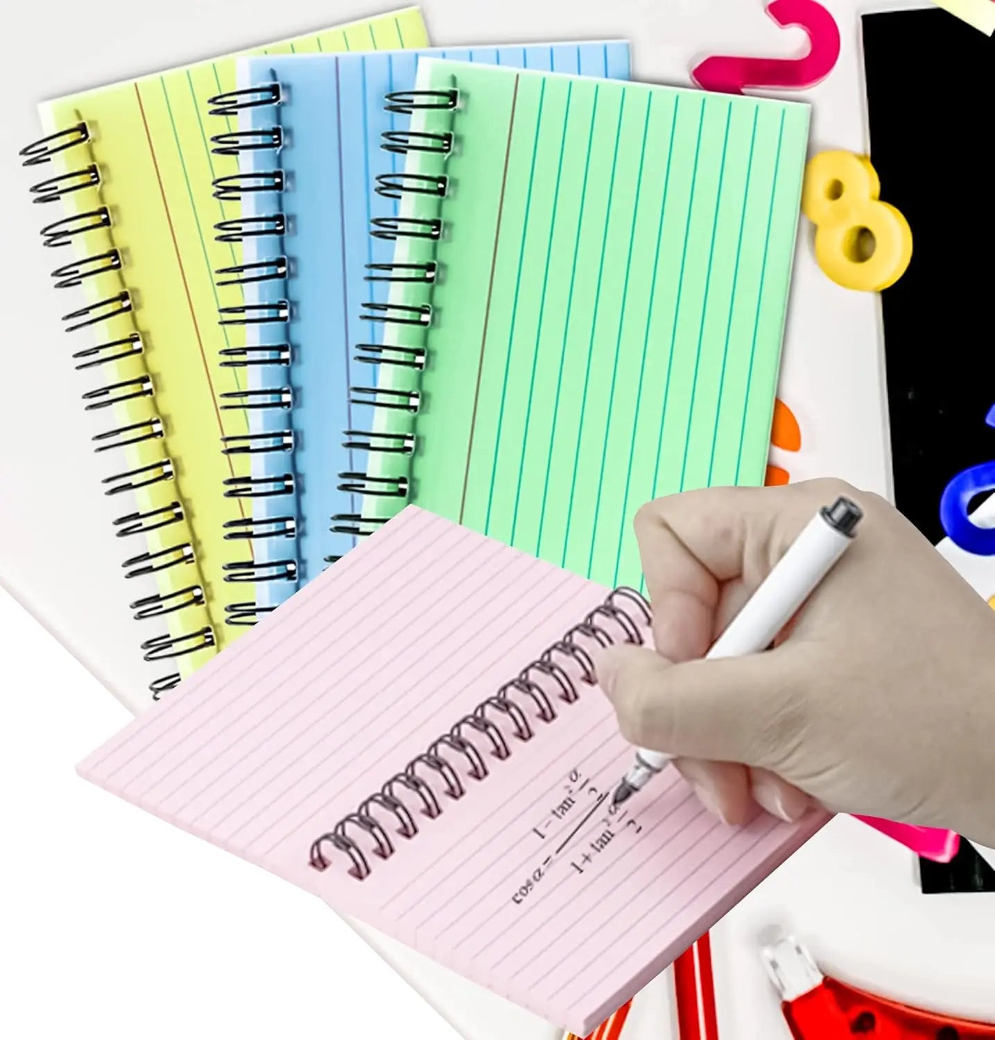 500 Colorful 3x5 Spiral Index Cards with Ring