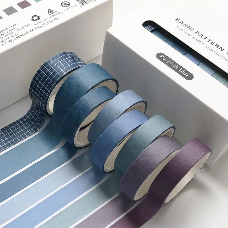 8pcs/box Basic Color Washi Tape