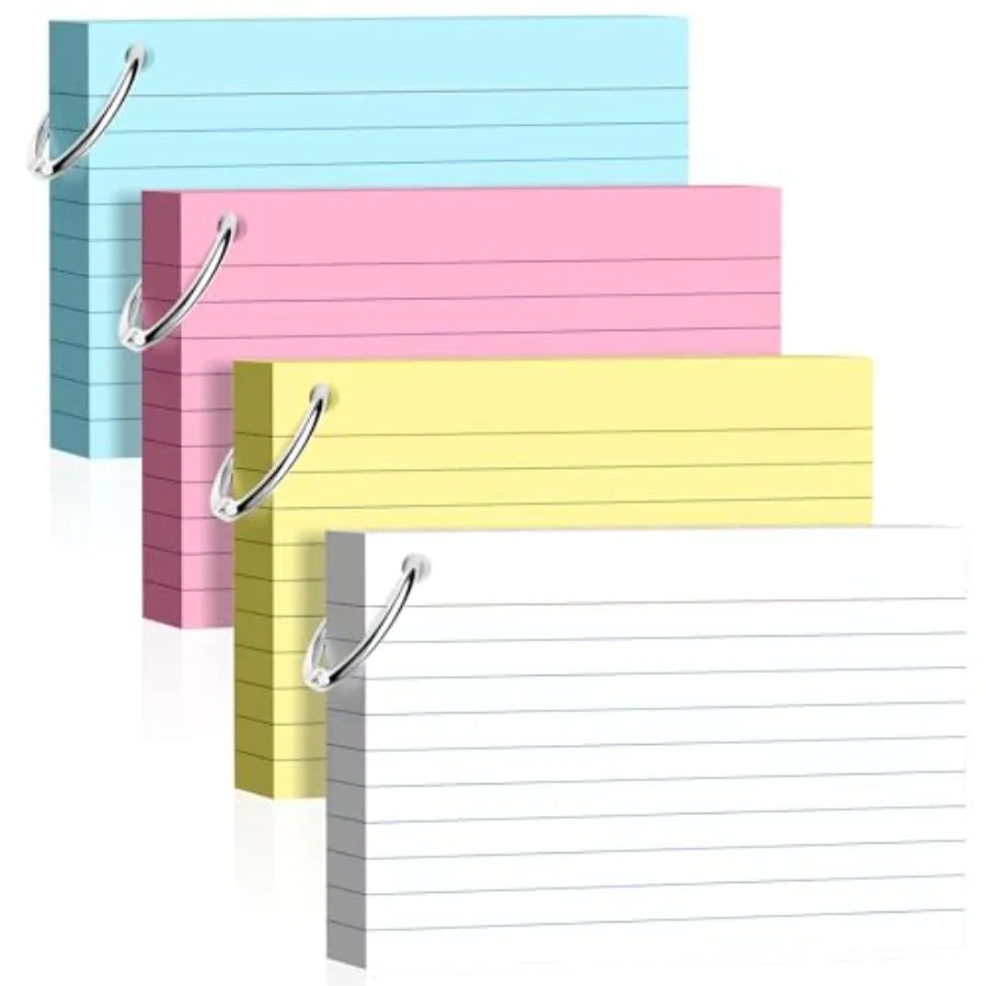 250 Sheets Colored Index Cards with Ring