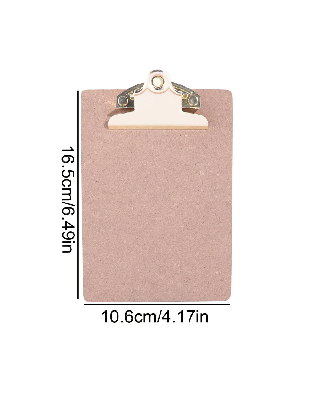 Wood Color Clipboard with Golden Metal Clip