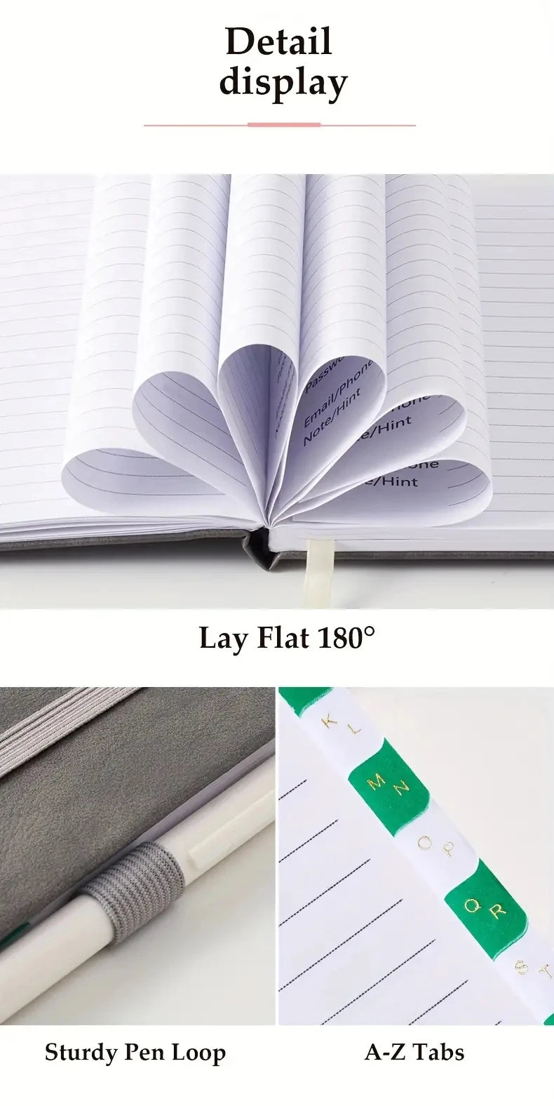 PU Cover Notebook A6 Password Book With Alphabetical Tabs