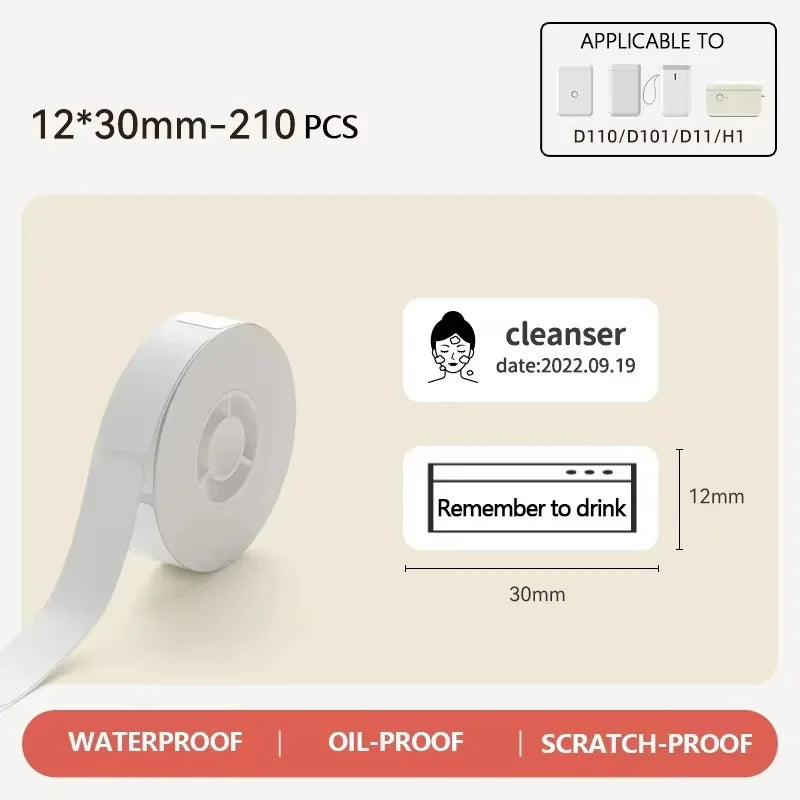 Niimbot D110 Label Sticker White Waterproof Anti-Oil Labels