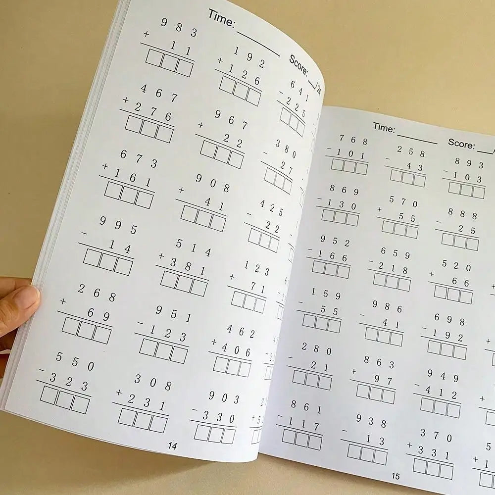 Addition and Subtraction within 1000 Math Workbook Uses for Primary School Arithmetic Practice Grade 1 2 3 4
