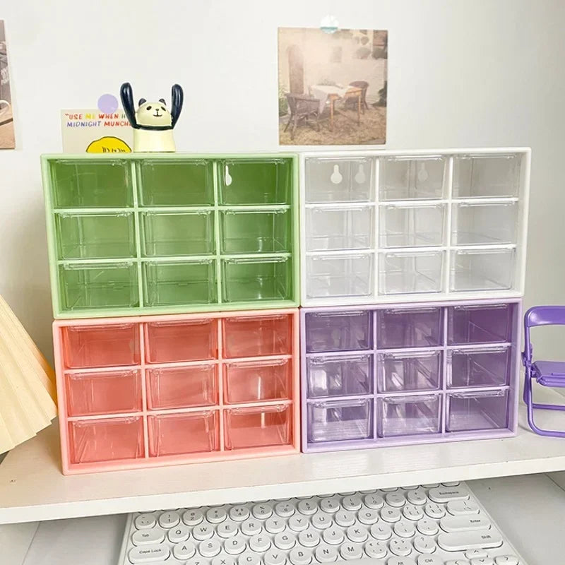 Desktop 9 Grid Storage Boxes Organizer