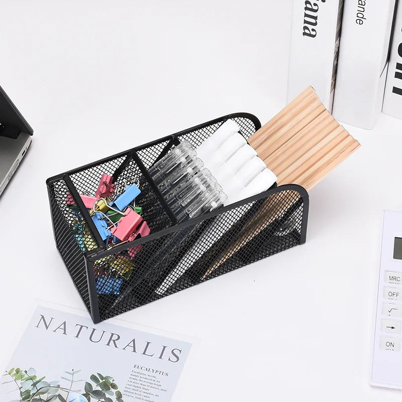 Four-Layer Black Mesh Desk Storage Box