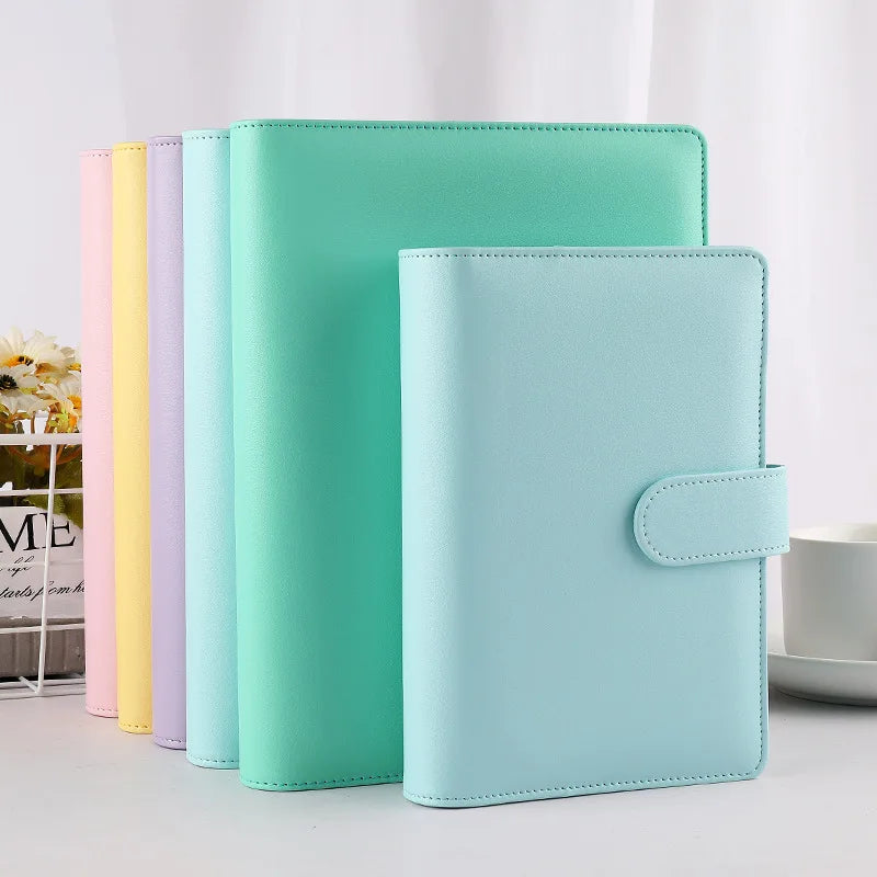 Macaroon Color A6/A5 PU Leather DIY Binder Notebook Cover