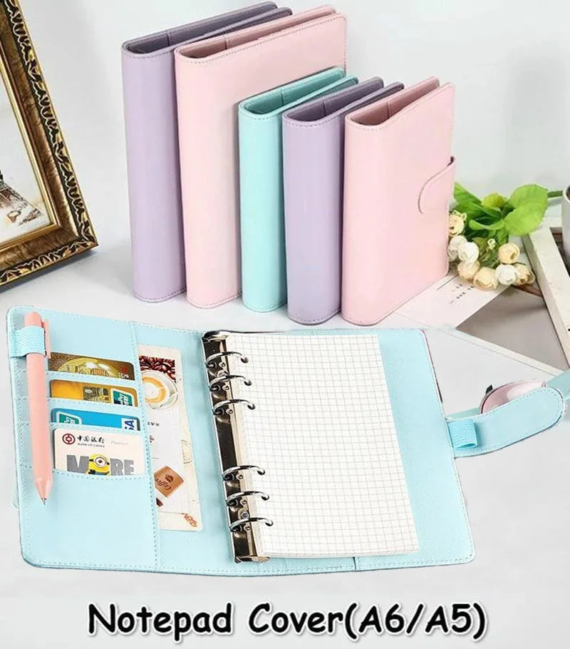 Macaroon Color A6/A5 PU Leather DIY Binder Notebook Cover