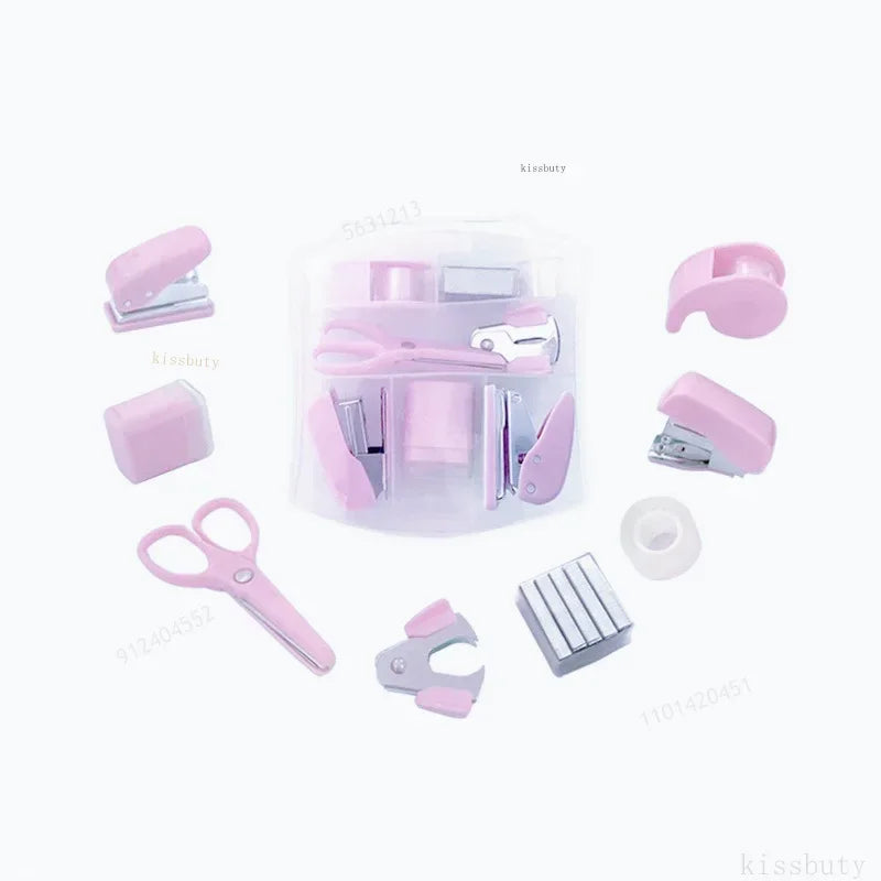 Mini Stapler Staple Punch Hole Tape Machine Set