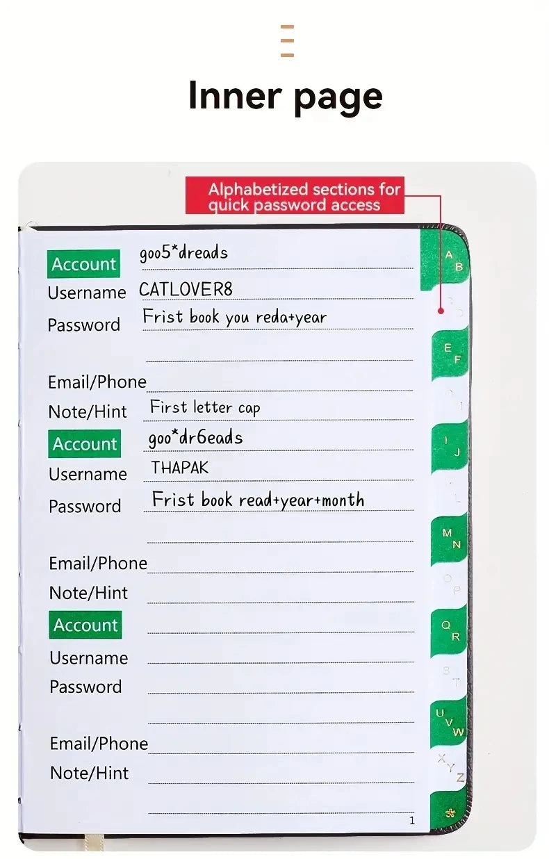 Password Keeper Book With Alphabetical Tabs