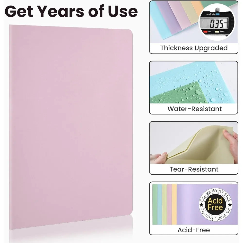 6 Pack Pastel Colored Plastic Folders with Pockets