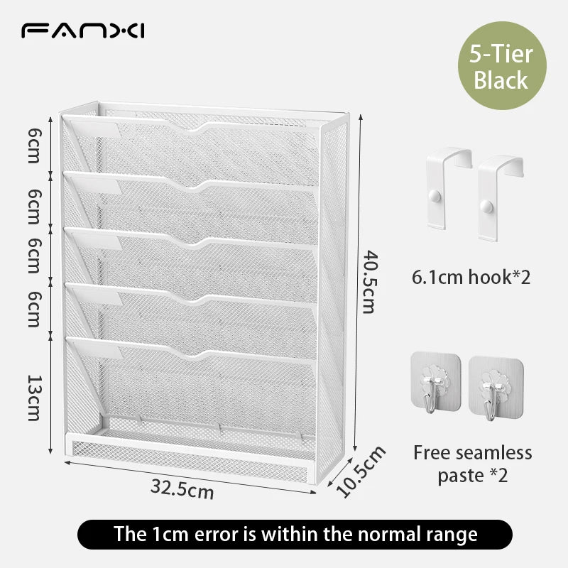 5 Pocket Mesh Hanging Wall File Organizer