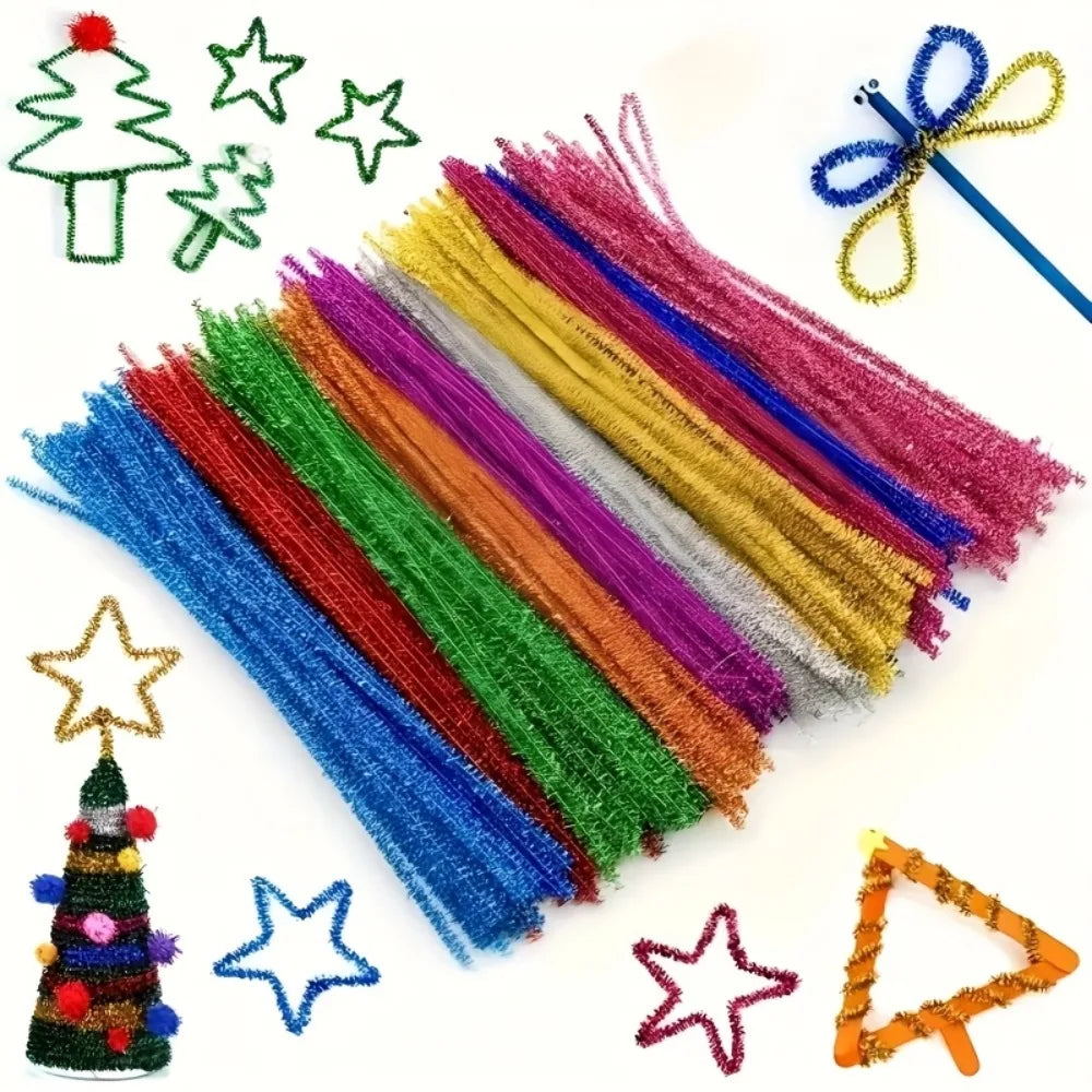 Sparkling Plush Pipe Cleaners 100Pcs