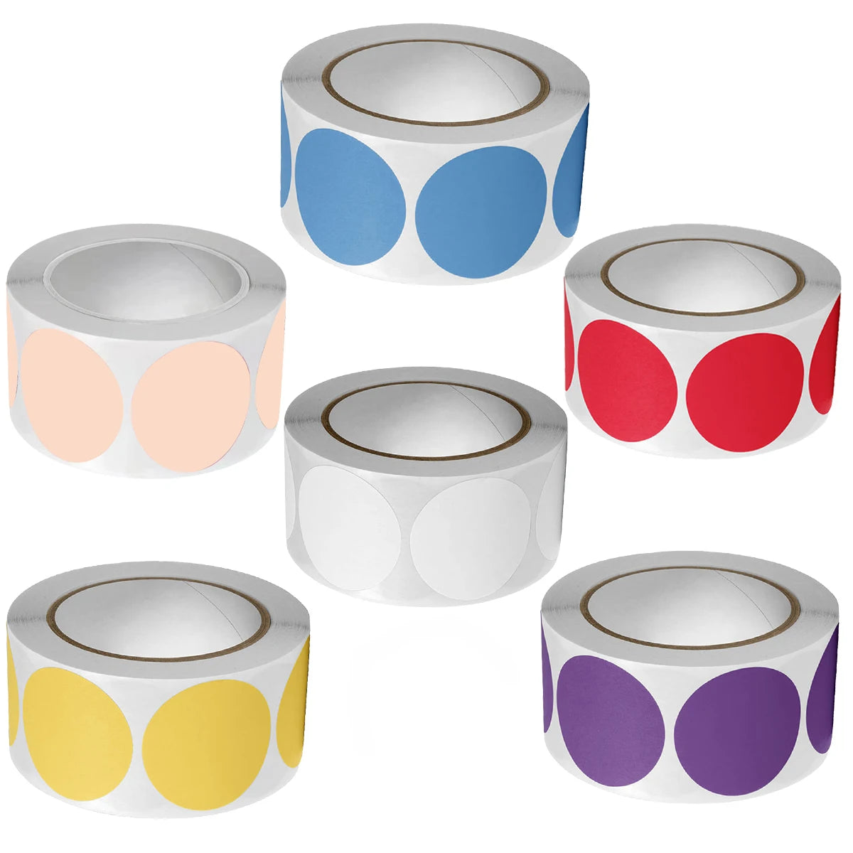 6Rolls 3000pcs Round Colorful Dot Stickers