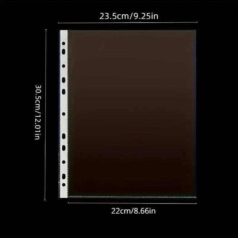 100Pcs A4 Clear 11-Hole Punched Sheet Protectors