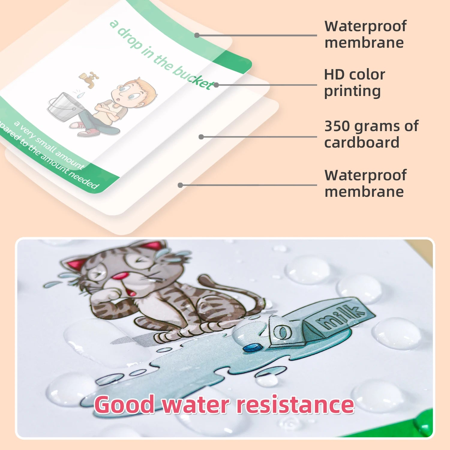 15pcs English Proverb Flashcards