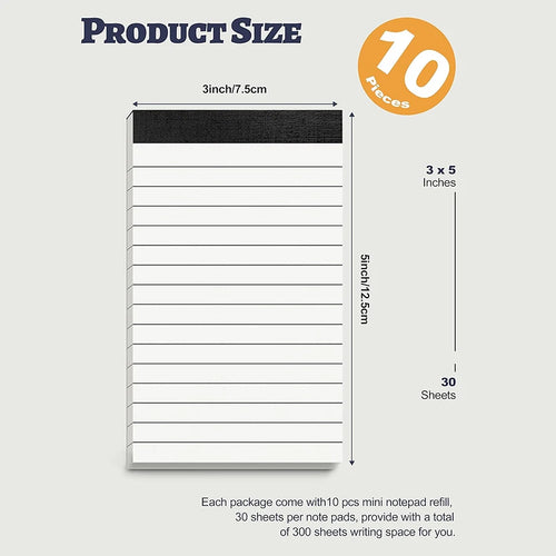 10 Pack Lined Pocket Notepads